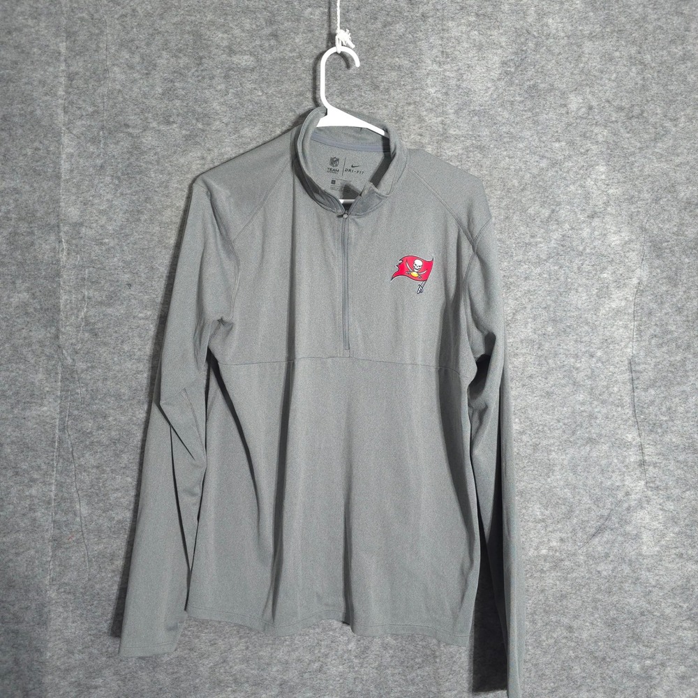 Nike Tampa Bay Buccaneers Mens L Gray NFL Dri-FIT 1/4 Zip Pullover 940753-063